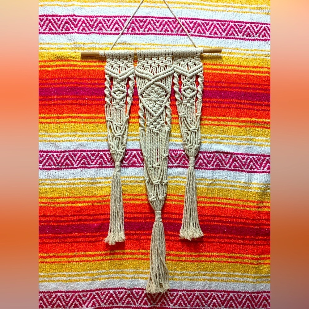 Boho Macramé Wall Hanging Plant Holder for 3 Pots 41” x 19.75”